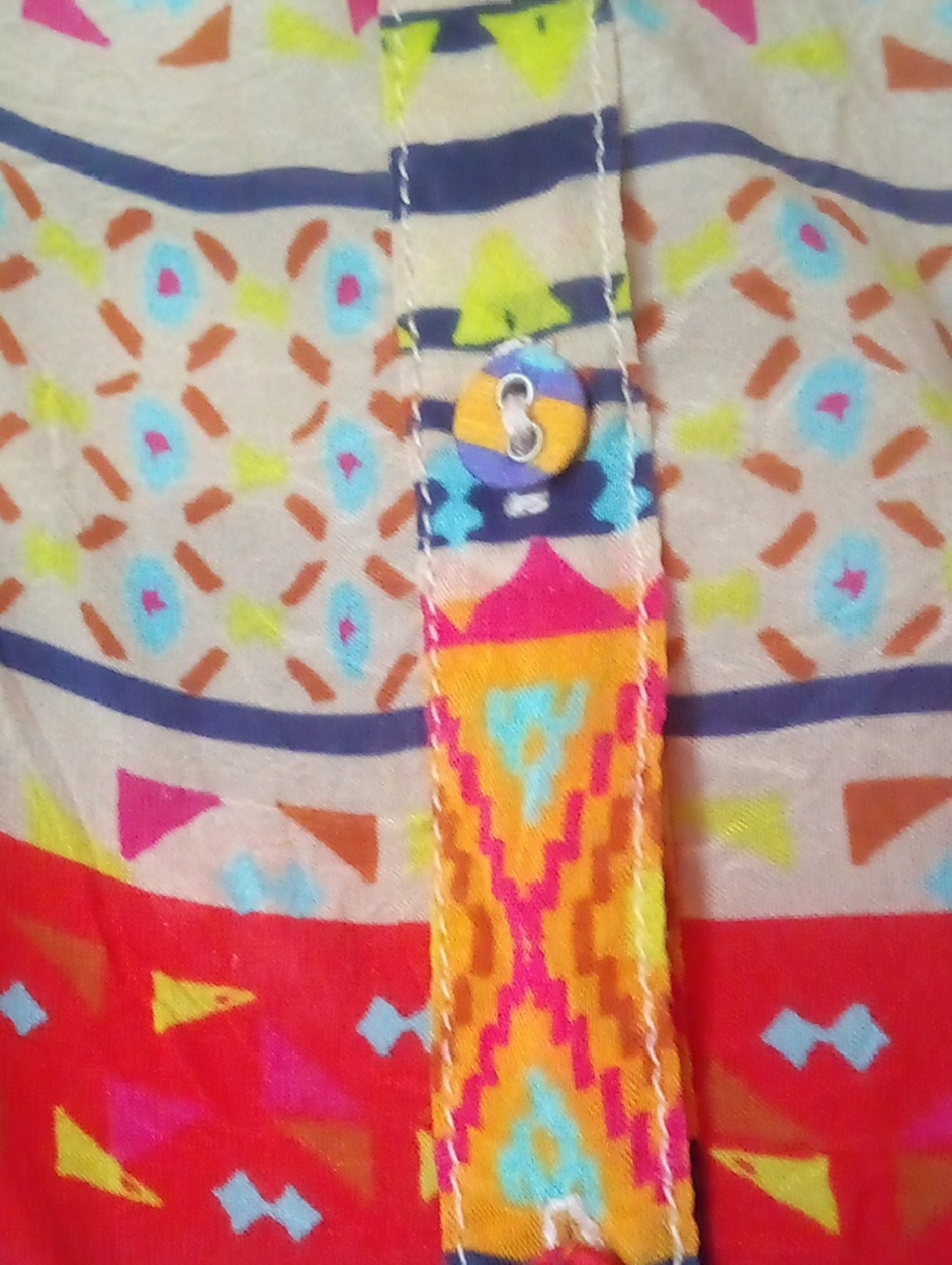 Johnny Was Multicolor Embroidered Label Top with Mustard Panel - Picture 3 of 3